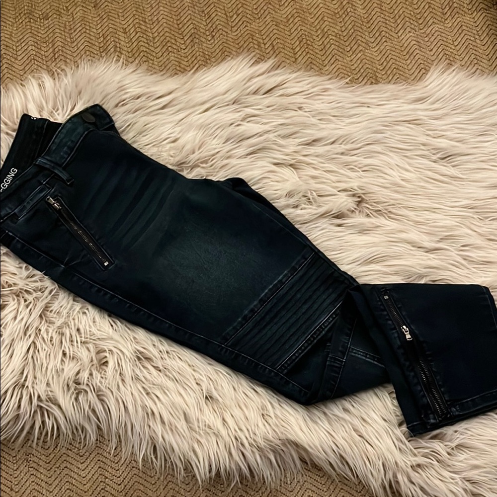 Zara Black Denim Biker Pants